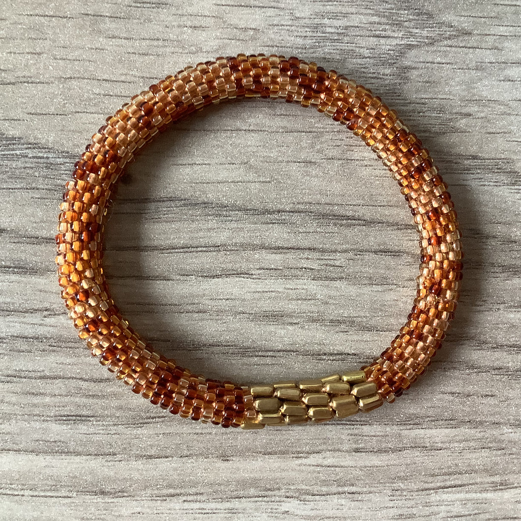 BROWN PLATE GPLD BRACELET