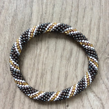 Load image into Gallery viewer, BROWN/GOLD STRIBE BRACELET

